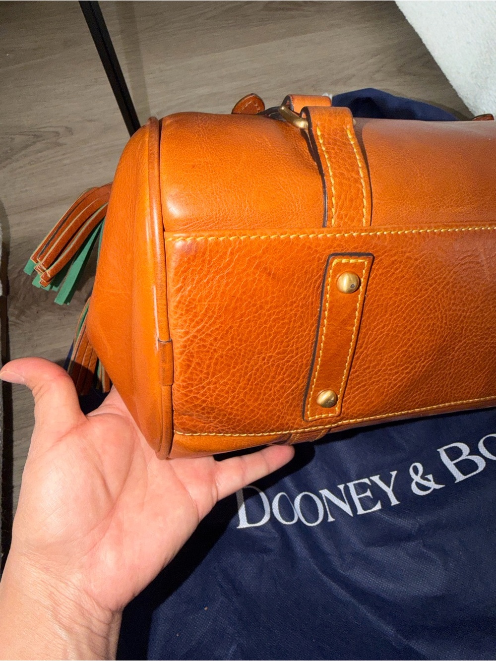 Dooney & Bourke Florentine Tan Leather Satchel Handbag - Picture 7 of 14